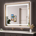 Amorho 48in x 40in Gold LED Bathroom Mirror - Stepless Dimmable