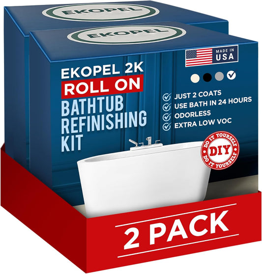 Ekopel 2K Bathtub Refinishing Kit for Bright White Gloss Finish