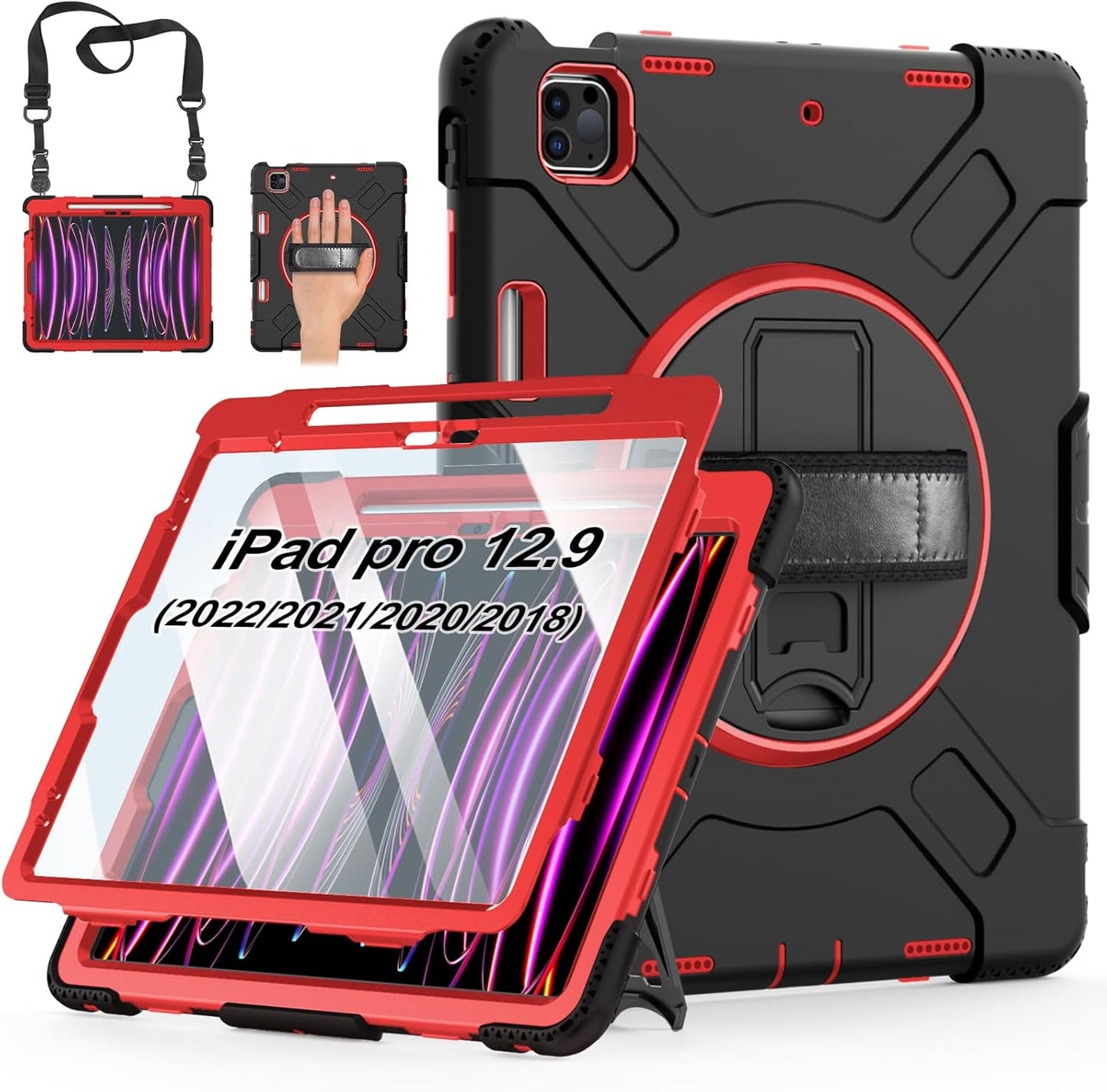 Durable Case for iPad Pro 12.9 with Screen Protector and Stand