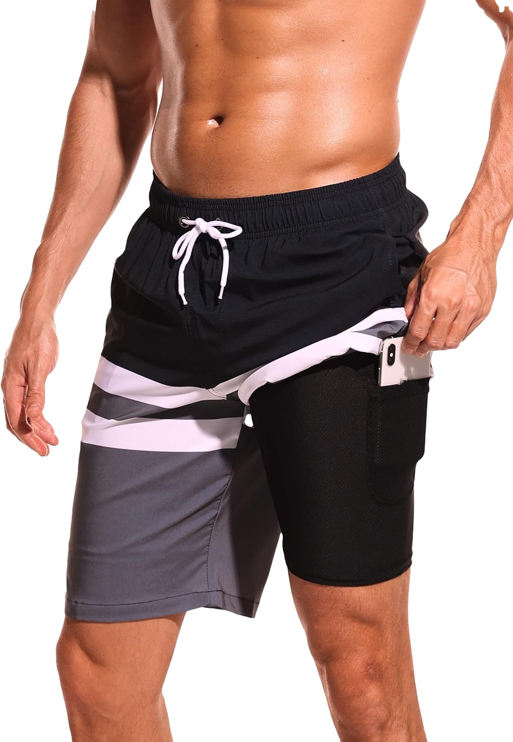 Difficort Mens Swim Trunks with Compression Liner for Comfort
