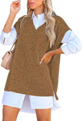 Oversized V Neck Knit Sweater Vest Tunic Sleeveless Pullover Top Shoes