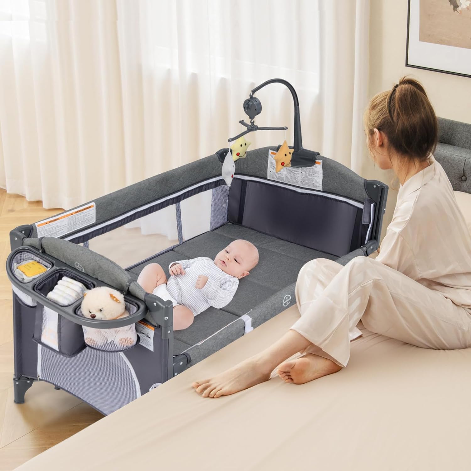 INFANS 5 in 1 Pack and Play: Versatile Baby Bedside Sleeper