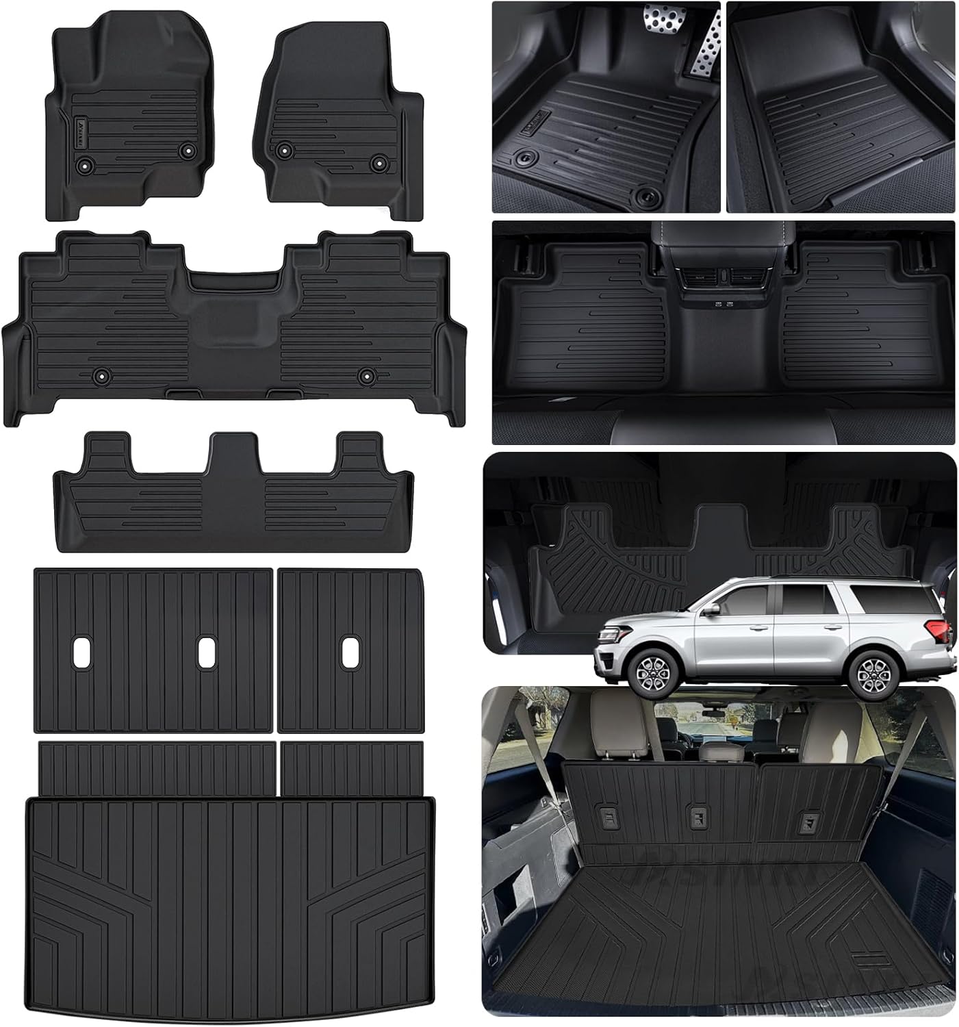 Custom Fit Floor Mats for 2018-2024 Ford Expedition MAX 8 Seats