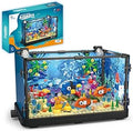 Mesiondy Fish Tank Building Block Set with Light and Rotating Turtles