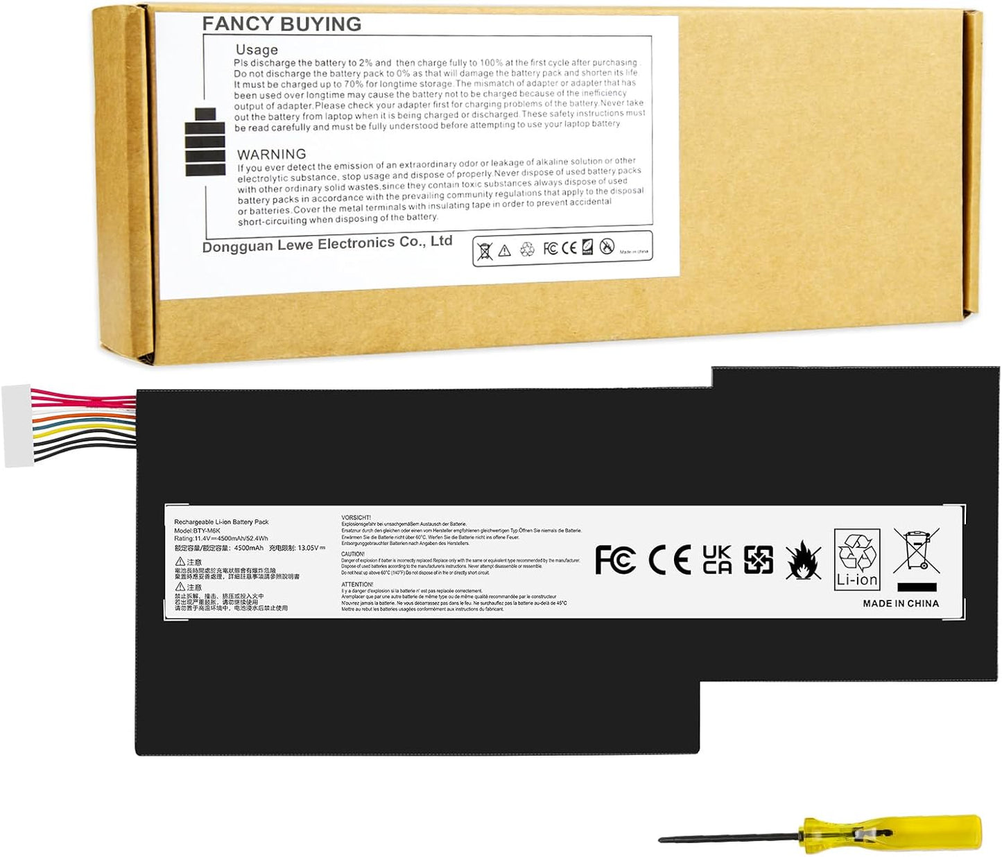 BTY-M6K Laptop Battery for MSI Stealth Pro GF63 GF65 GF75
