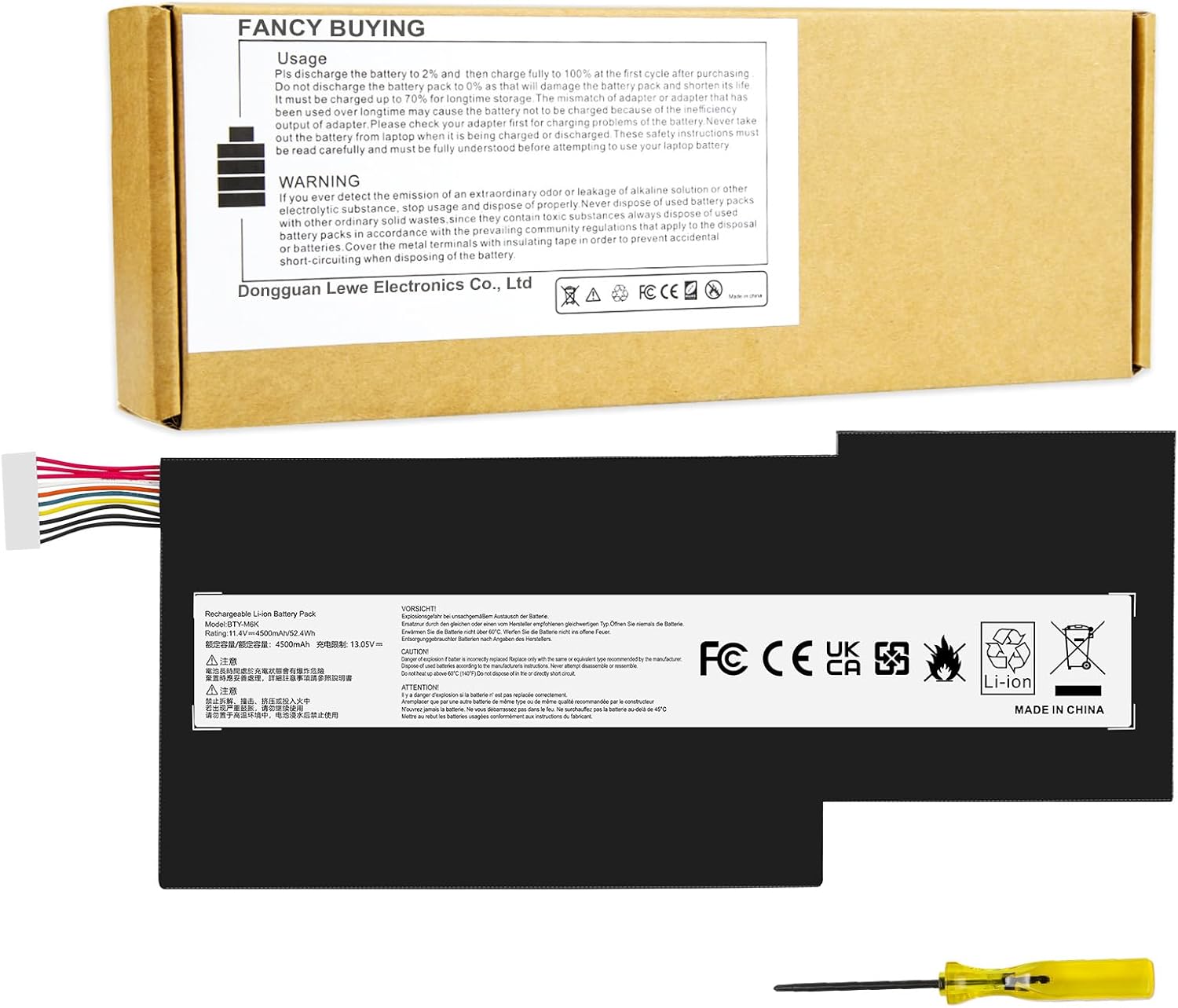 BTY-M6K Laptop Battery for MSI Stealth Pro GF63 GF65 GF75