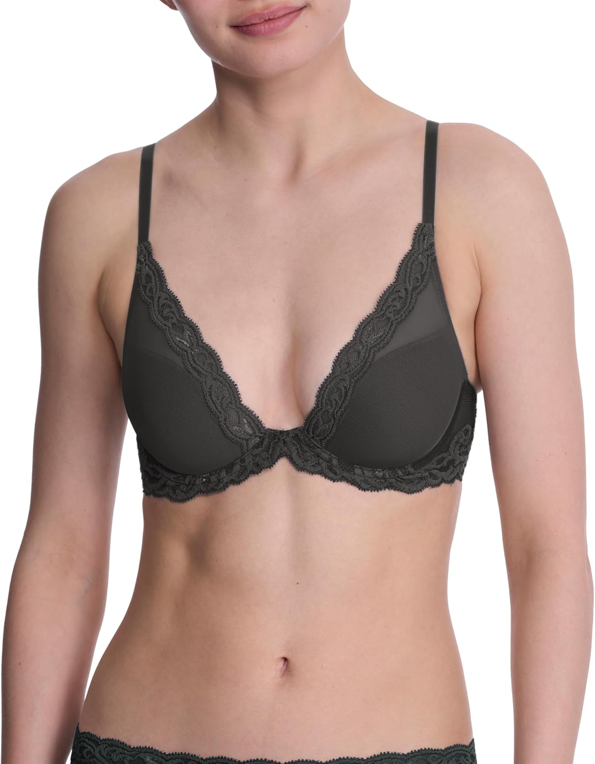 Natori Women Feathers Lace Plunge T-Shirt Bra for Comfort