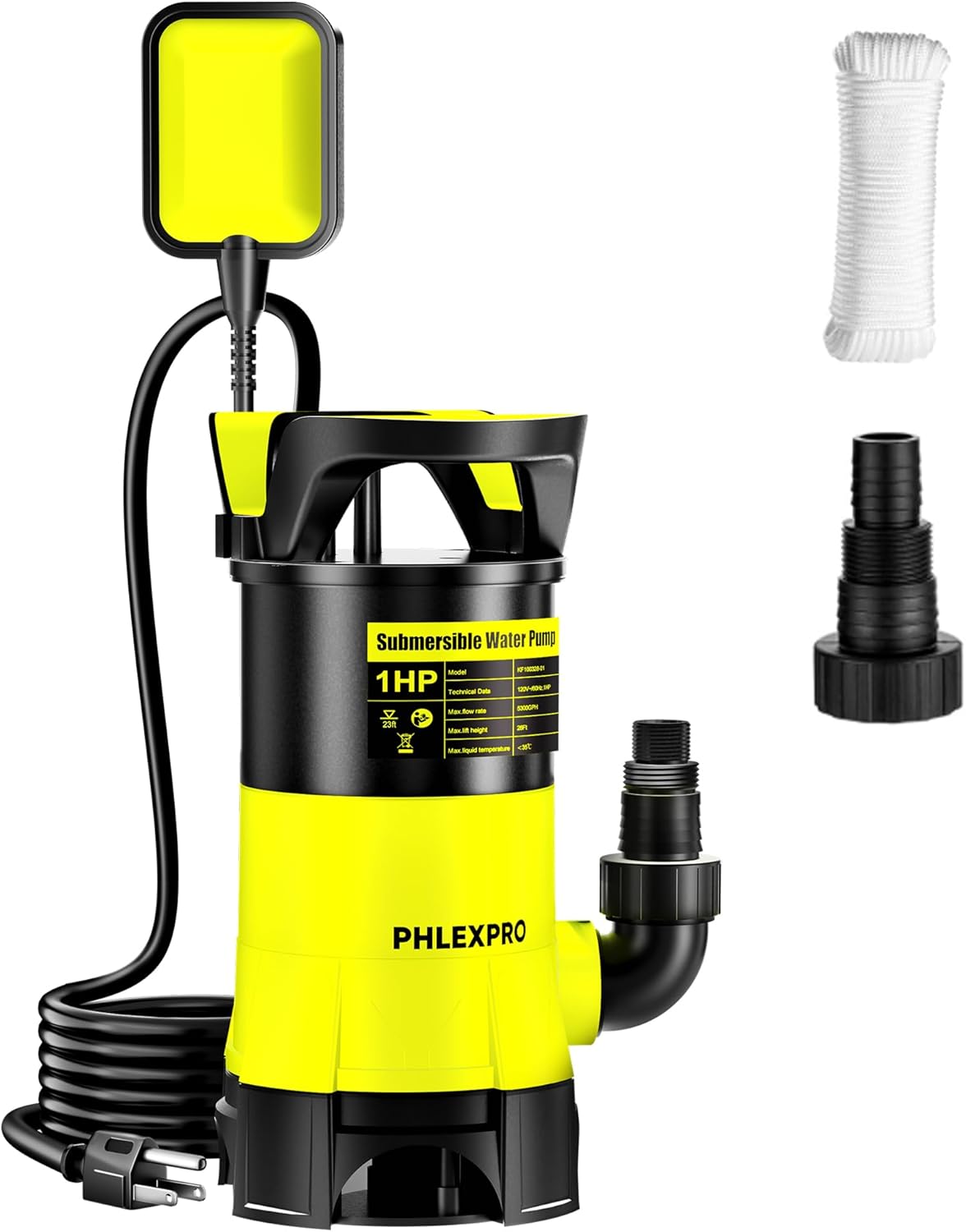 High Flow Submersible Water Pump 1HP 5300GPH for Pools