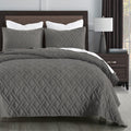 Quilt Set Queen Size Grey Diamond Stitch - Lightweight All-Season