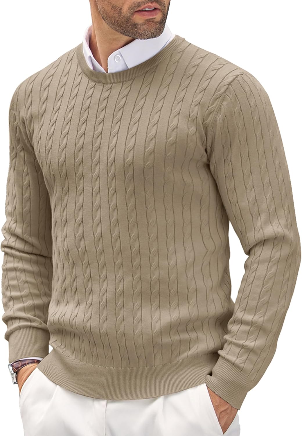 COOFANDY Men's Crewneck Knit Sweater for Casual Style and Comfort