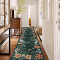 Floral Hallway Runner Rug 2ft6ft'x10ft Dark Green - Washable Soft