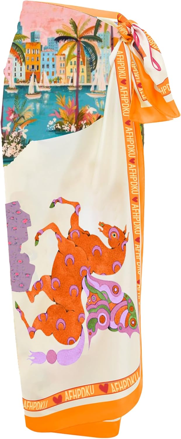 Women's Beach Swimwear Printed Long Sarong Coverups for Fun