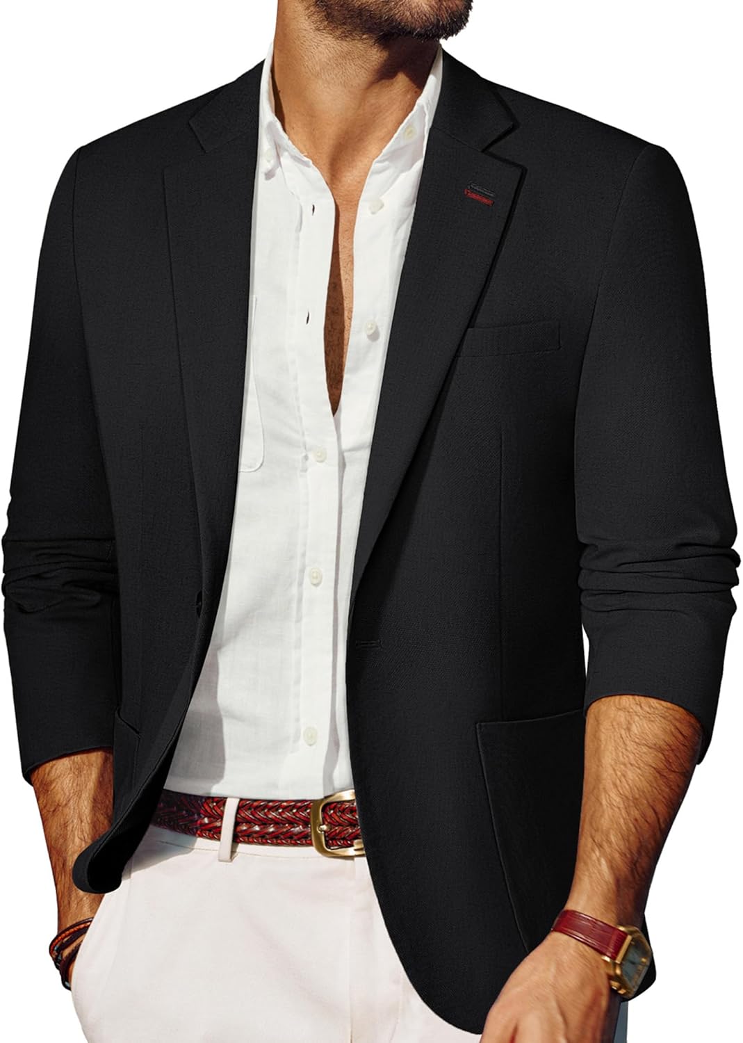 PJ PAUL JONES Mens Blazer Lightweight One Button Suit Jacket