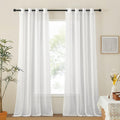 White Linen Curtains 144 in Length 2 Panels - Sheer Privacy & Light