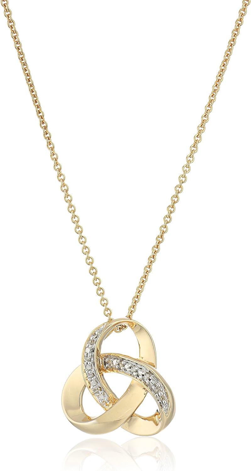 18K Gold over Sterling Silver Diamond Knot Pendant Necklace Review