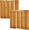Purawood Kitchen Drawer Organizer - Expandable Bamboo Utensil Tray