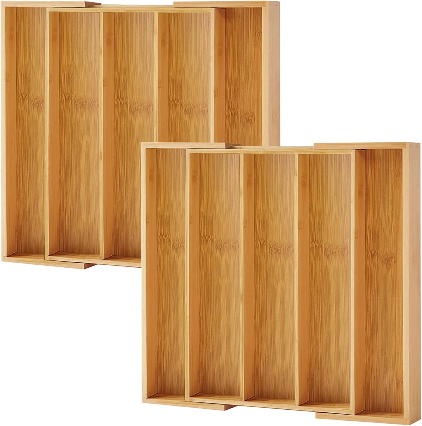 Purawood Kitchen Drawer Organizer - Expandable Bamboo Utensil Tray