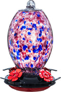 Glass Hummingbird Feeder for Outdoors - 27OZ Hand Blown, Decorative