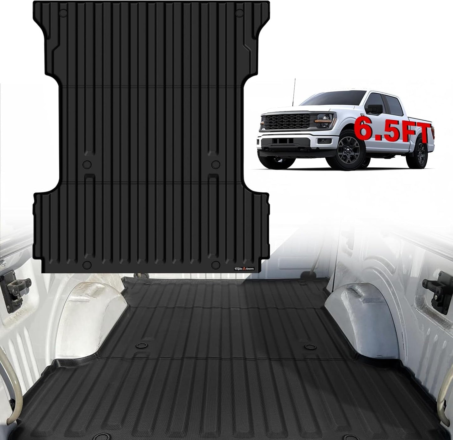 TripleAliners Truck Bed Mat for 2015-2025 Ford F150 Accessories