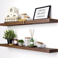 Solid Wood Floating Shelves 36 in Set of 2 - Heavy Duty Walnut