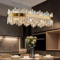 Rectangular Gold Crystal Chandelier 16-Light 2-Tier - Luxury Lighting
