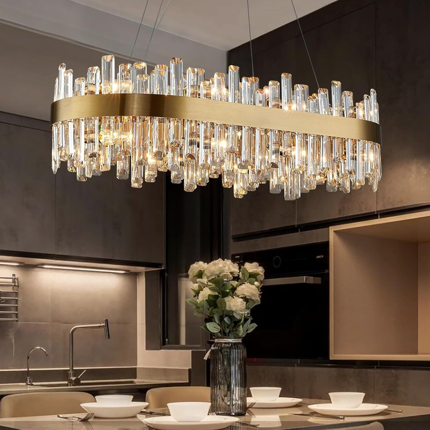 Stunning 16-Light Gold Crystal Chandelier for Modern Spaces