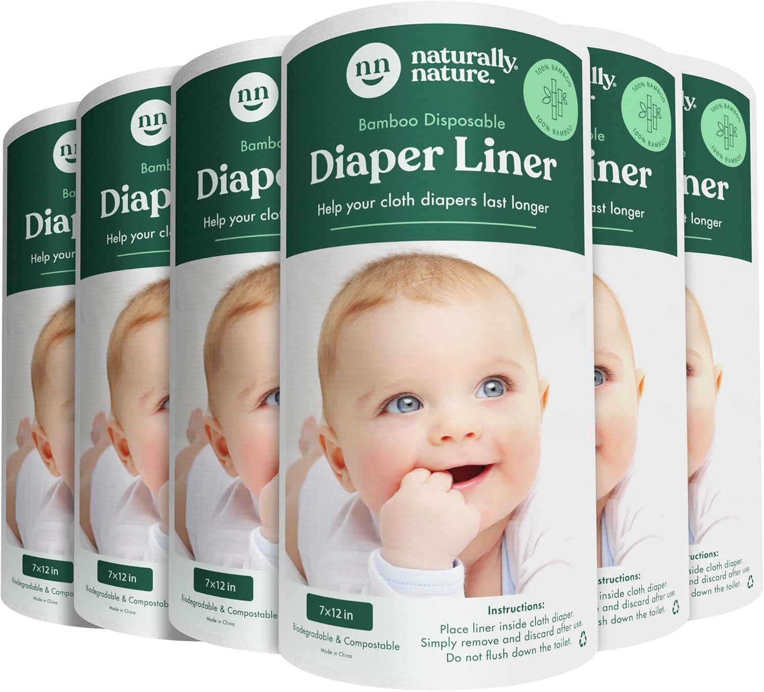 Naturally Nature Cloth Diaper Liners - Unscented, Chlorine-Free - 600 Count