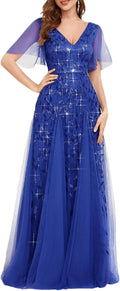 Ever-Pretty Women's Sequin Sparkly V-Neck Floor-Length A-Line Dress