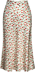 Leopard Print Skirt High Waist Silk Satin Midi - Versatile Style