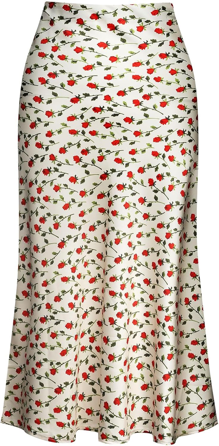 Leopard Print Skirt for Women - High Waist Silk Satin Style