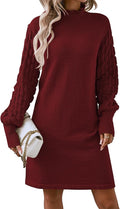 Sovoyontee Long Sleeve Mock Neck Sweater Dress - Cozy Everyday Fit