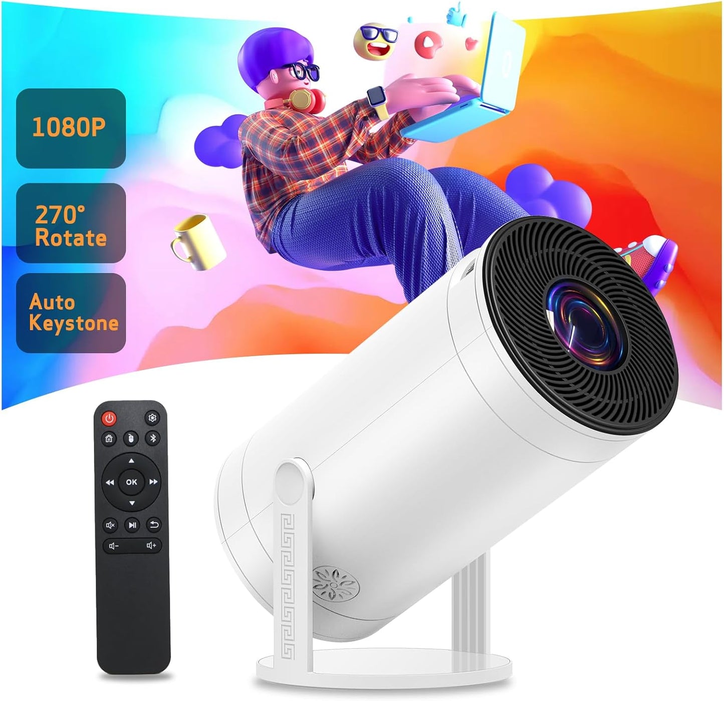Portable 1080P Bluetooth Projector - Ultimate Movie Experience!