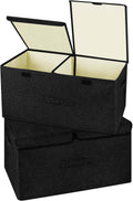 Large Linen Fabric Collapsible Storage Bins with Lid and Handles