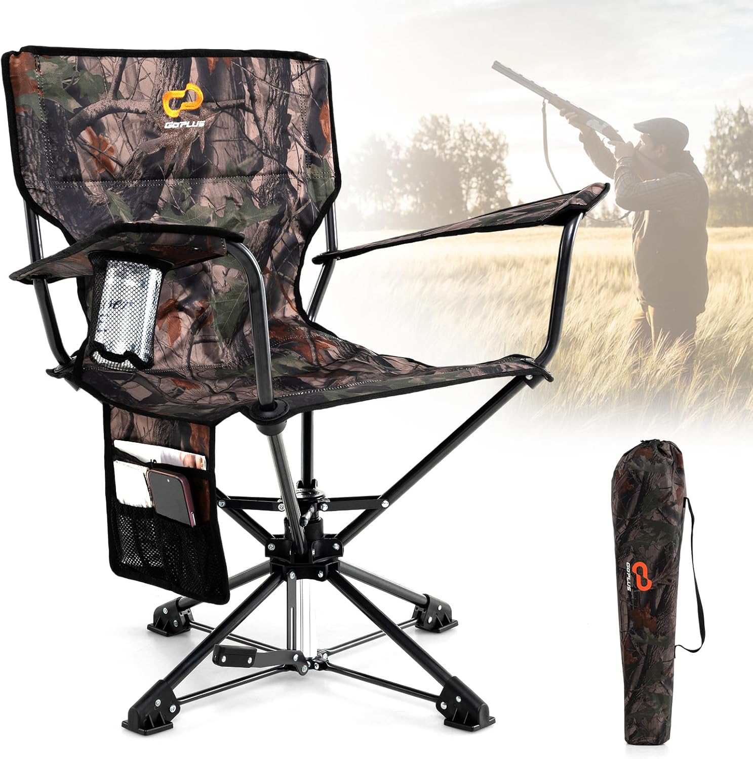 Goplus 360 Swivel Hunting Chair for Outdoor Comfort and Convenience
