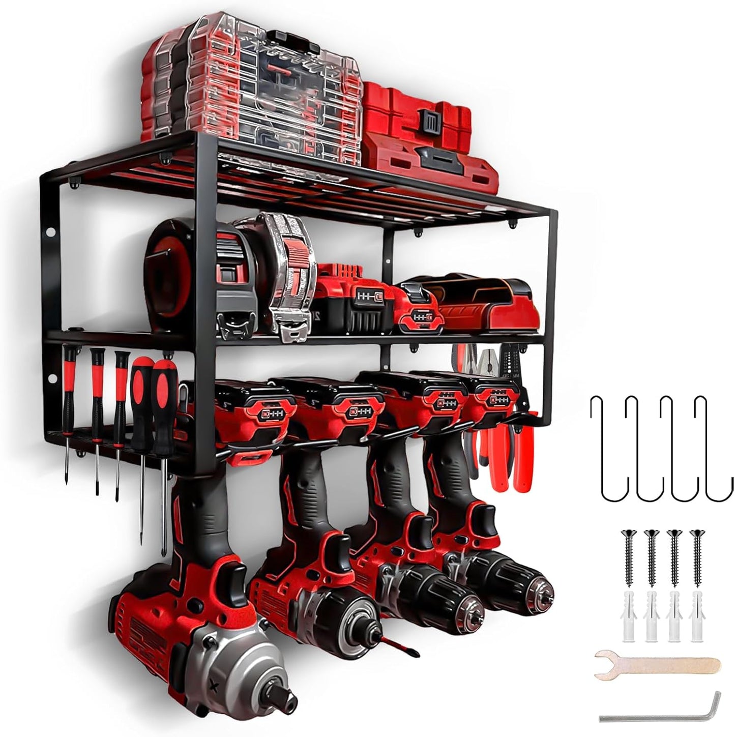3-Tier Power Tool Organizer for Garage Storage