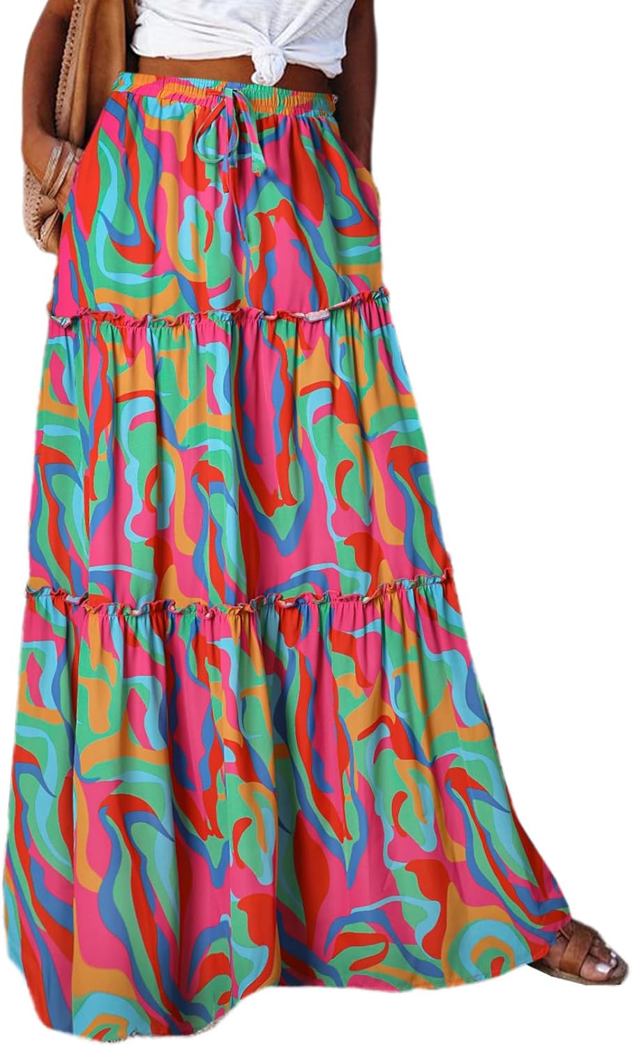 Boho Floral Print Maxi Skirt for Women - Elegant and Trendy