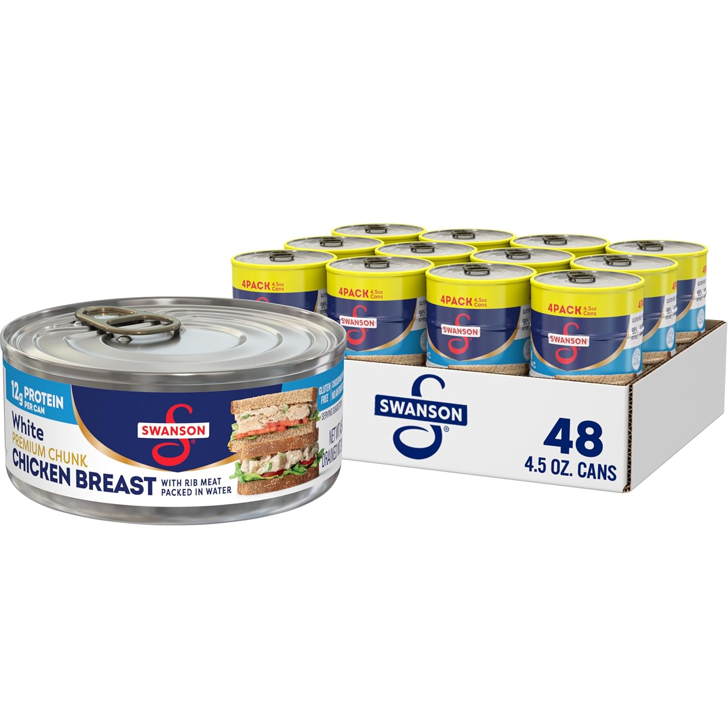 Swanson White Premium Chunk Chicken Breast in Water, 48 Cans