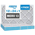 Aerostar 12x24x1 MERV 13 Air Filter 4-Pack - High Efficiency