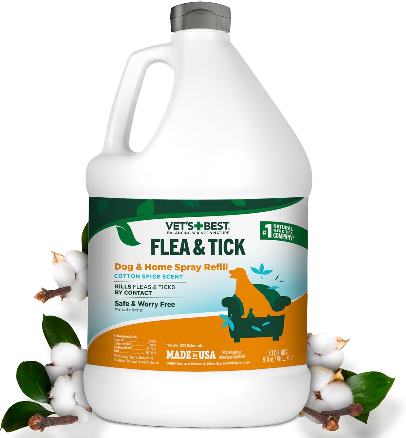Vet's Best Natural Flea & Tick Home Spray for Dogs 96 oz Refill