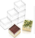 50 Pack 12oz Square Clear Plastic Cups with Lids and Stickers