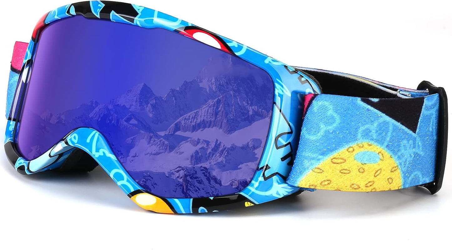 Flantor Kids Ski Goggles - Non-Slip Strap for Ultimate Snow Fun!