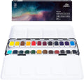 PHOENIX Professional Watercolor Paint Set - 24 Half Pans with Tin Box