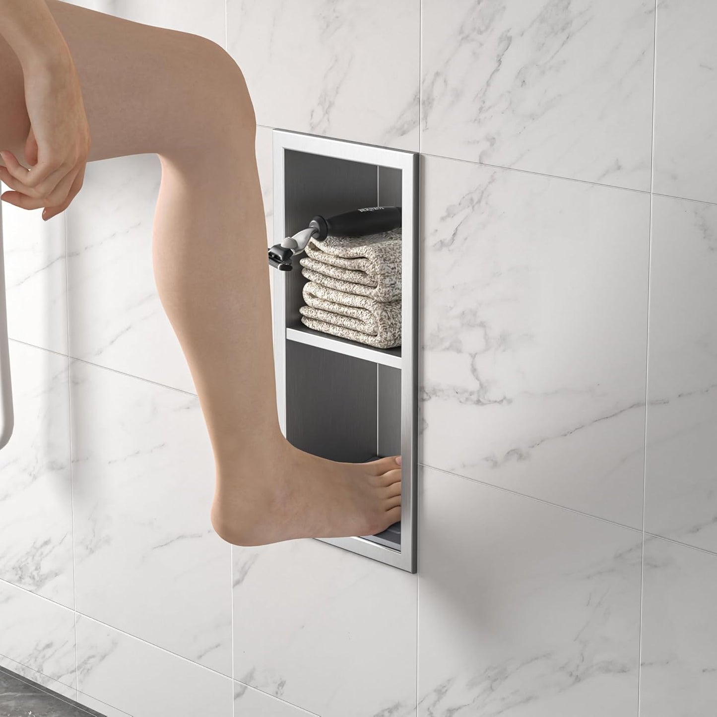 Shower Niche, 304 Stainless Steel Wall Niche for Bathroom Use
