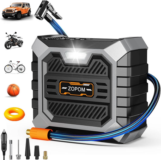 ZOPOM Portable Tire Inflator - Quick & Precise Pressure for Car, Bike, Ball