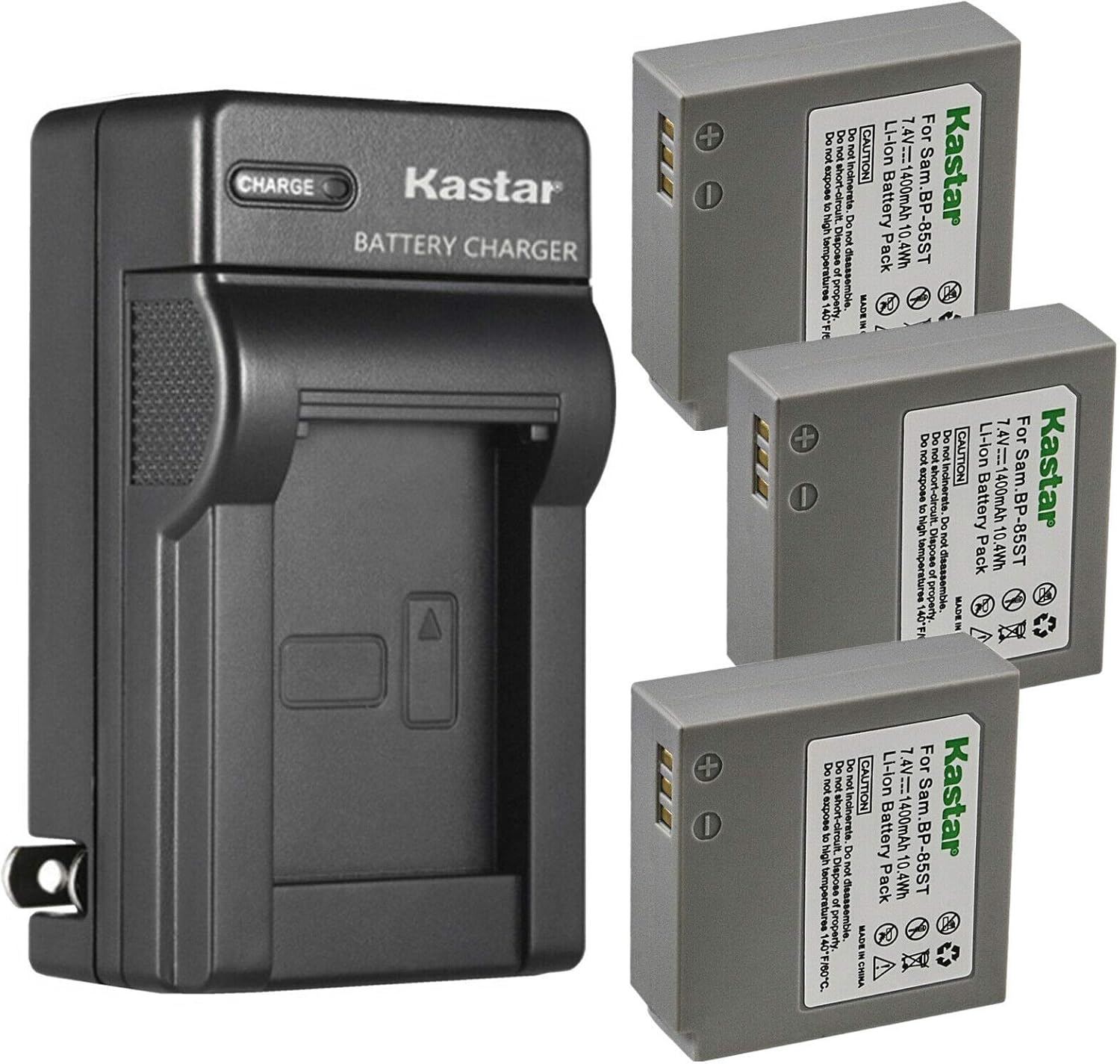 Kastar 3-Pack IA-BP85ST Battery and Charger for Samsung Cameras