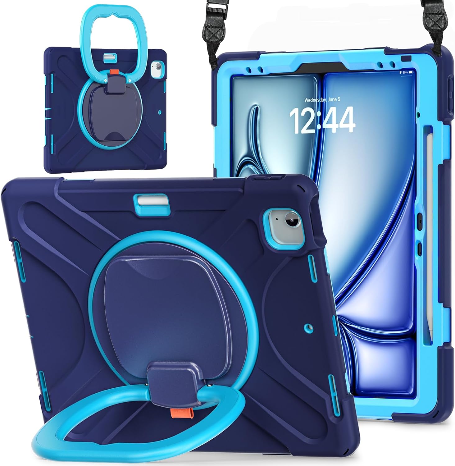 MEEgoodo iPad Air 13 inch & Pro 12.9 Case with Stand & Strap