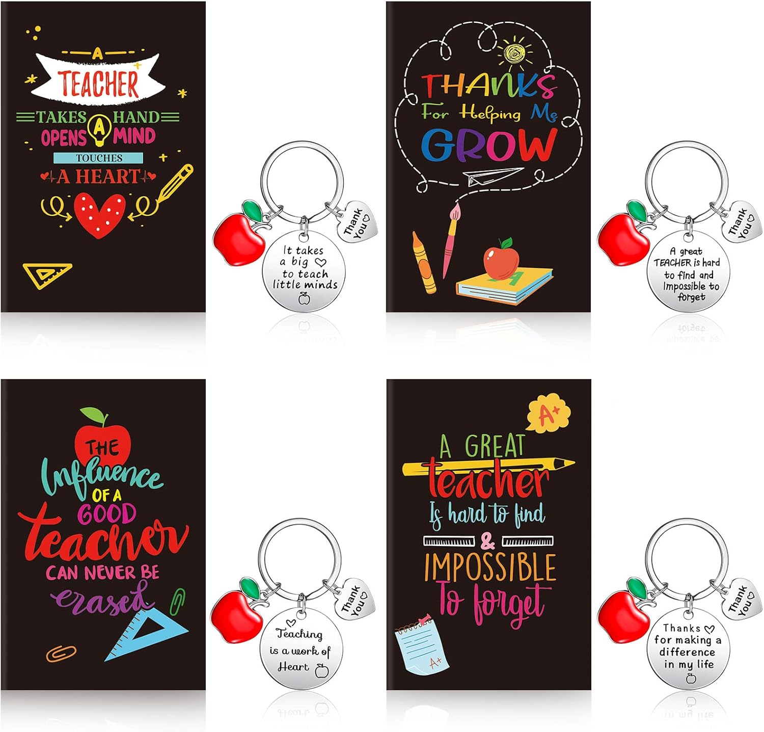 Teacher Appreciation Gift Set - Motivational Keychains & Notepads by Hinly