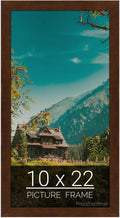 wallsthatspeak 10x22 Mocha Walnut Picture Frame - Slim Mid-Tone Finish