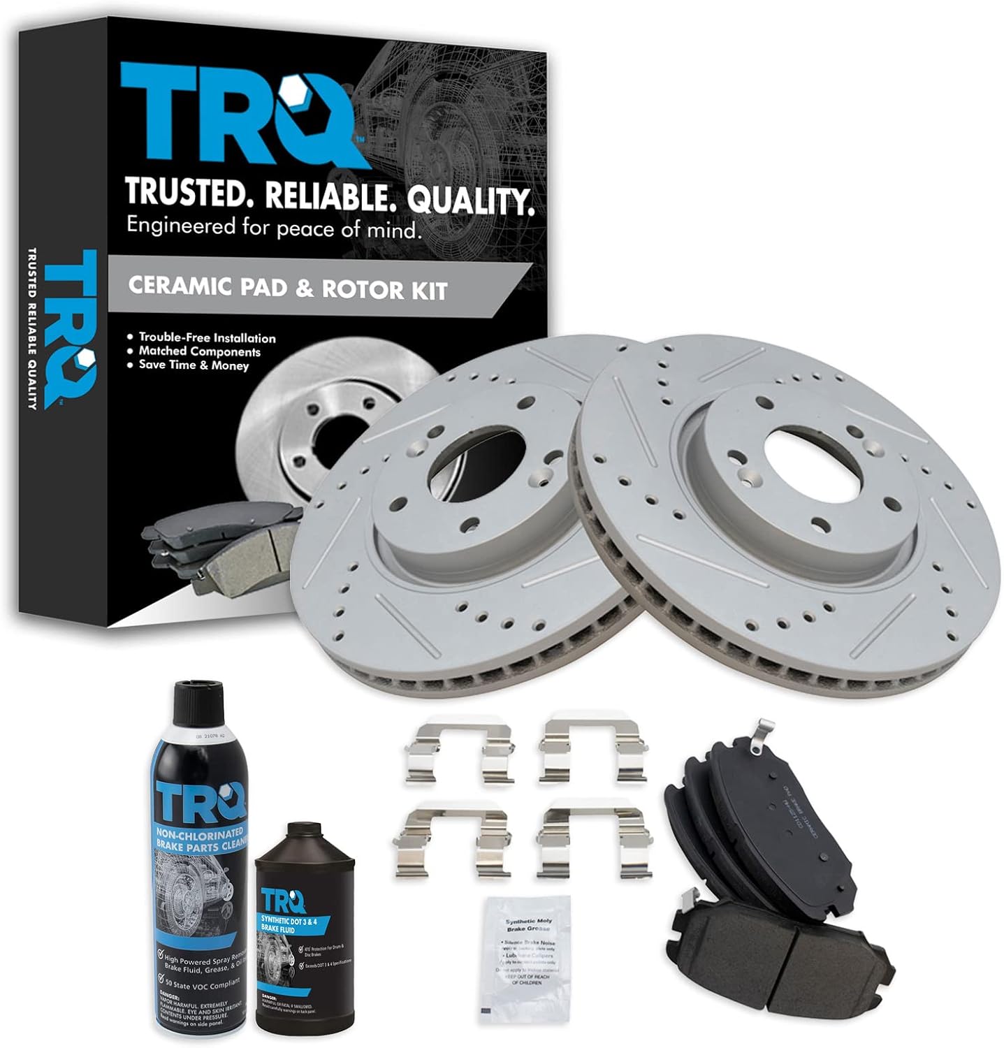 TRQ Front Performance Brake Pad & Rotor Kit for Hyundai Sonata