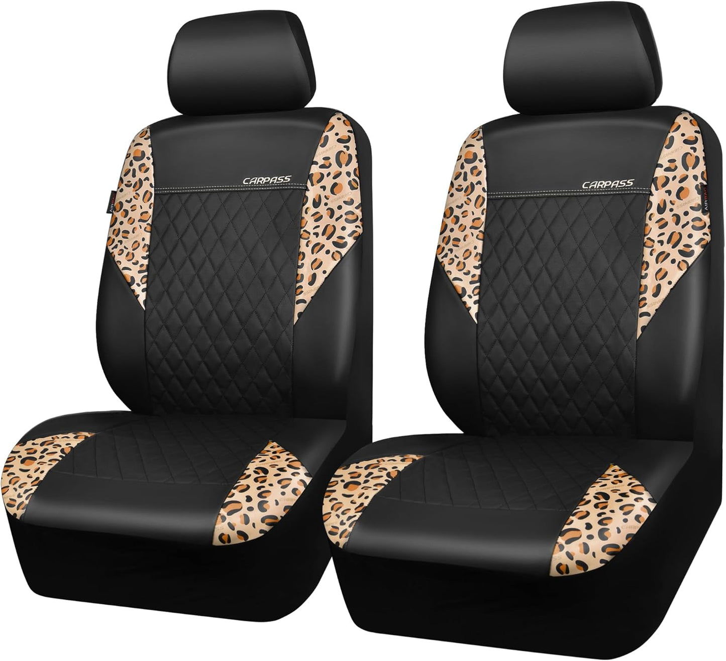 CAR PASS Leather Leopard Seat Cover for Front Seats, Stylish Design